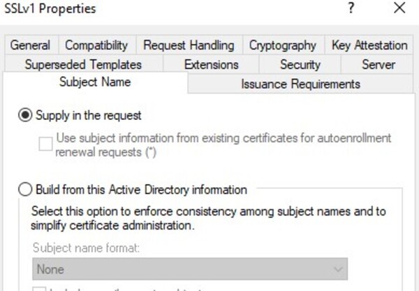 Allow Subject Information in Certificate Request