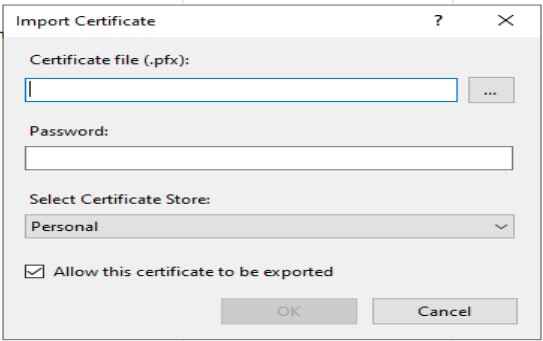 Import and Download PFX Certificate on IIS Manager