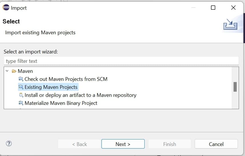 Import existing Maven projects