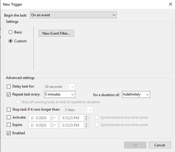 Configure New Trigger for Intune